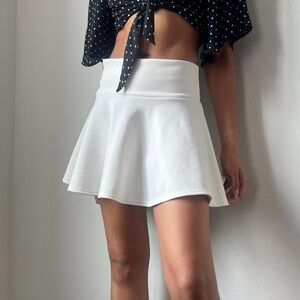white flare mini skirt